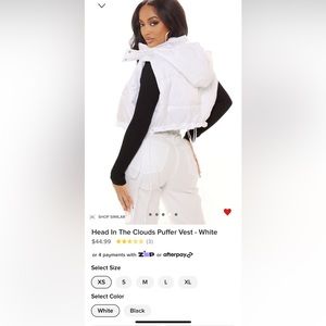 White hooded puffer vest size extra small